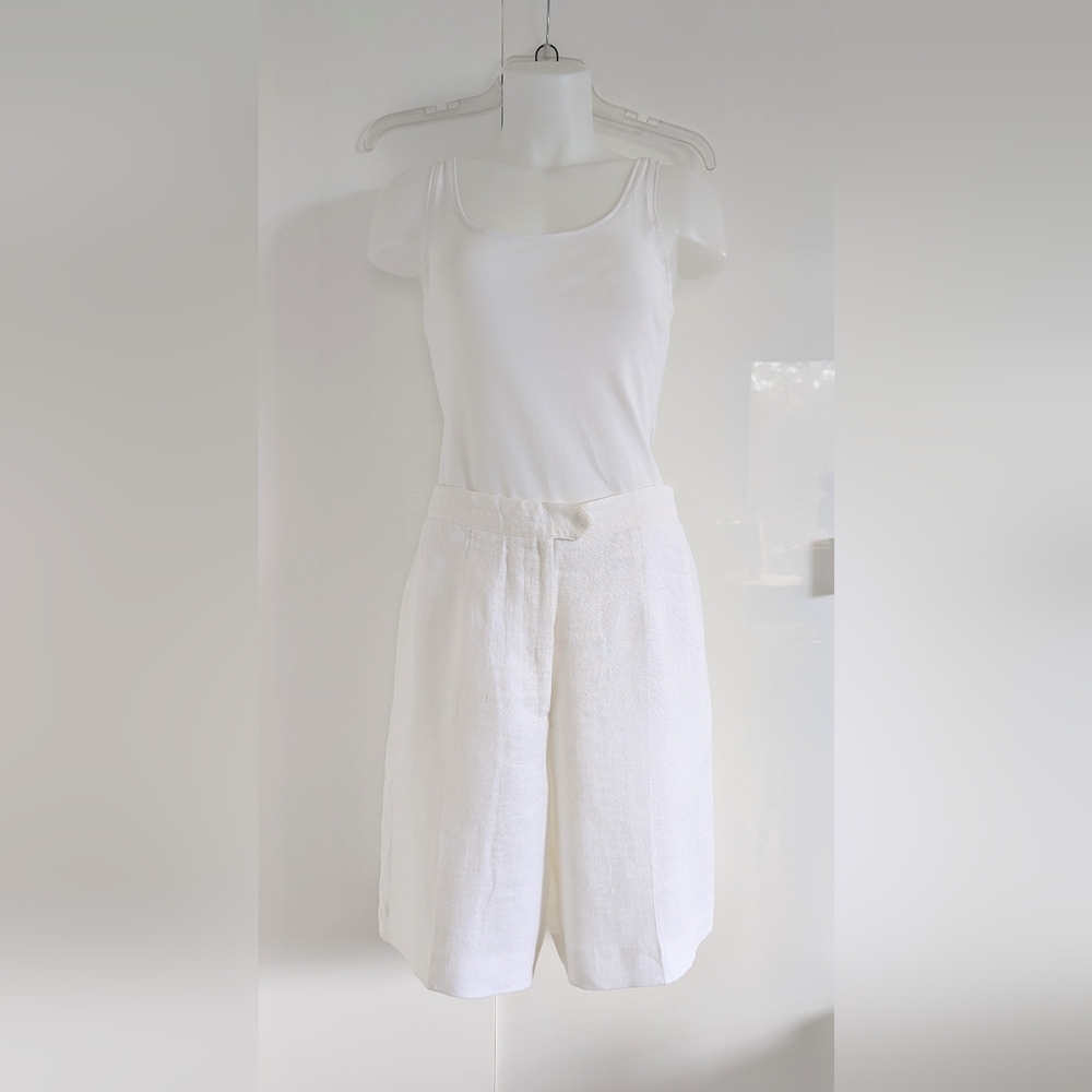COMO SPORT Off-White Linen Shorts; Likely Size M